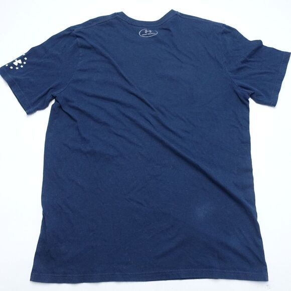 Under Armour T-Shirt Men's Large Blue Loose Heatgear Crew Neck Freedom Logo Tee - Picture 6 of 7